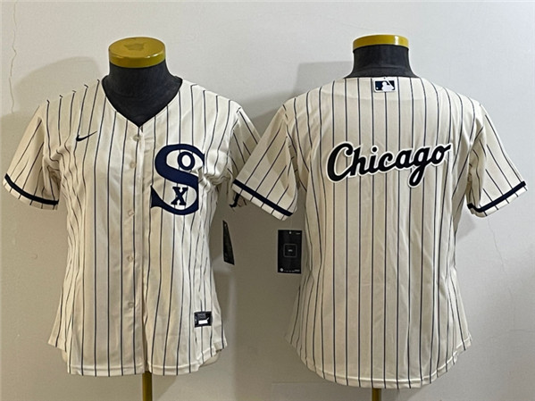 Women's Chicago White Sox Cream Team Big Logo Stitched Jersey(Run Small)